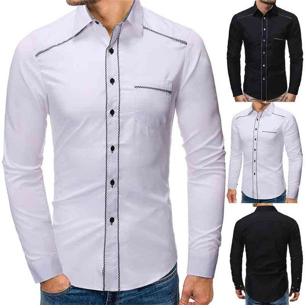 Men's autumn new fashion splicing simple business long sleeve casual Slim Fit Shirt, White
Men's autumn new fashion splicing simple business long sleeve casual Slim Fit Shirt, White