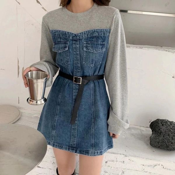casual dresses woman dress o-neck long sleeve splicing denim mini autumn winter women high waist belt vestido de mujer 4k9x, Black;gray
casual dresses woman dress o-neck long sleeve splicing denim mini autumn winter women high waist belt vestido de mujer 4k9x, Black;gray