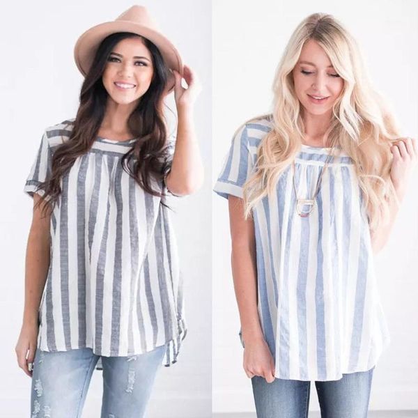 women short sleeve o neck striped loose shirts fashion ladies summer casual blouse shirt women's blouses &, White
women short sleeve o neck striped loose shirts fashion ladies summer casual blouse shirt women's blouses &, White