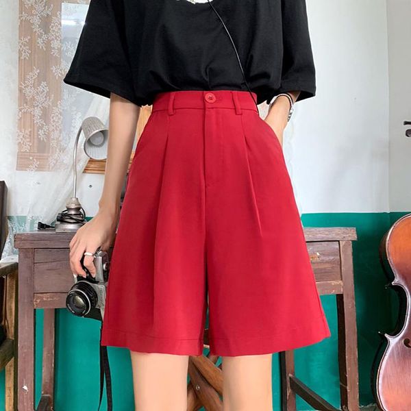 women's shorts england style summer women office lady high waist wide leg ladies streetwear plus size red black short mujer, White;black
women's shorts england style summer women office lady high waist wide leg ladies streetwear plus size red black short mujer, White;black