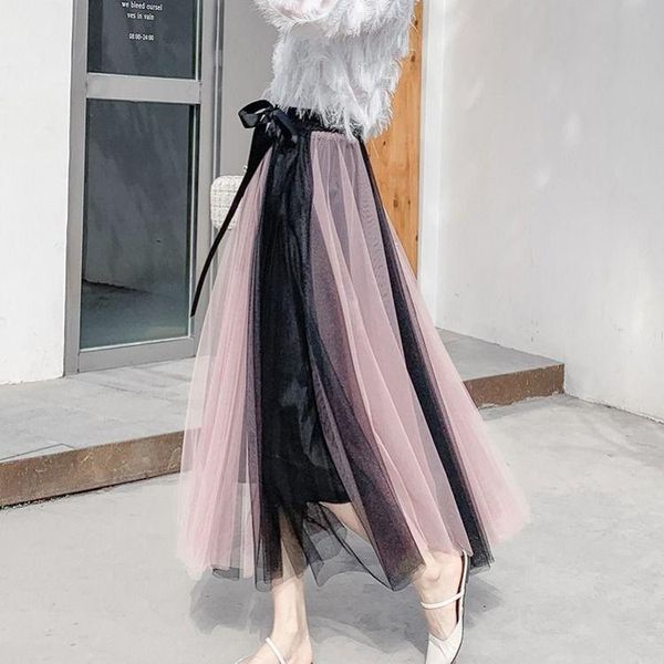 women splice color tulle skirt 2021 spring summer casual patchwork pleated skirts female elegant high waist long 287, Black
women splice color tulle skirt 2021 spring summer casual patchwork pleated skirts female elegant high waist long 287, Black