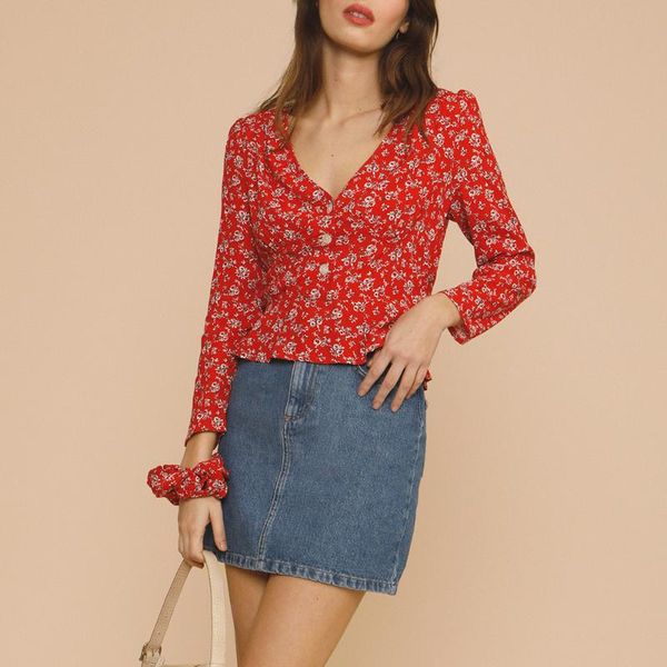 women's blouses & shirts women 2021 fashion womens floral print v neck 3/4 sleeve front button fitted ruffle hem vintage elegant blous, White
women's blouses & shirts women 2021 fashion womens floral print v neck 3/4 sleeve front button fitted ruffle hem vintage elegant blous, White