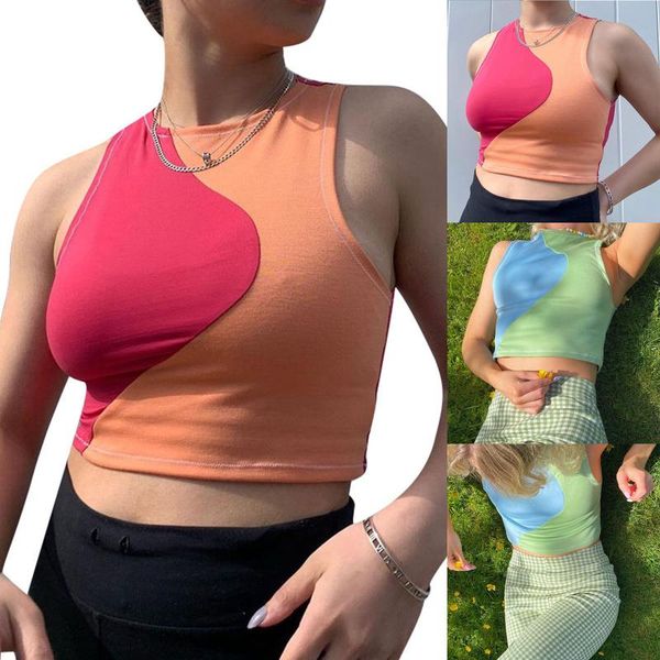 women's tanks & camis color block tank , sleeveless crew neck patchwork slim fit crop, White
women's tanks & camis color block tank , sleeveless crew neck patchwork slim fit crop, White