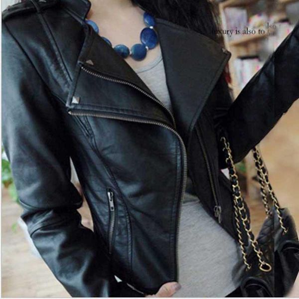 women's leather & faux rr pu coats women fashion high imitation chain jackets elegant moto biker female ladies jw, Black
women's leather & faux rr pu coats women fashion high imitation chain jackets elegant moto biker female ladies jw, Black