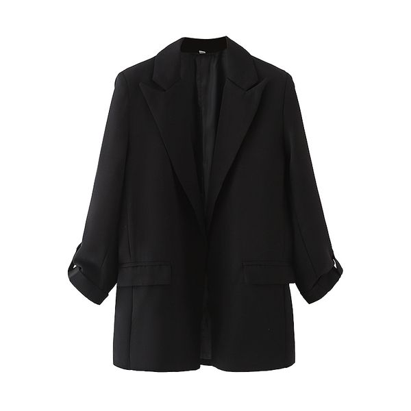 elegant women solid black blazers fashion ladies notched collar jacket causal female chic pocket cardigans 210430, White;black
elegant women solid black blazers fashion ladies notched collar jacket causal female chic pocket cardigans 210430, White;black