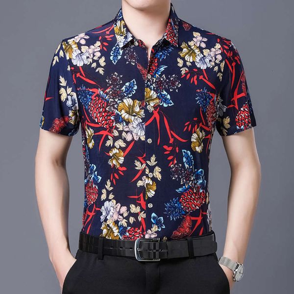 men's casual shirts shirt short sleeve floral summer middle-aged dad fashion casual loose print shirt uj0q, White;black 
men's casual shirts shirt short sleeve floral summer middle-aged dad fashion casual loose print shirt uj0q, White;black