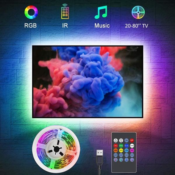 strips led strip light with remote control, tv backlight, music sync rgb tape ribbon for pc background decor, room wall party 
strips led strip light with remote control, tv backlight, music sync rgb tape ribbon for pc background decor, room wall party