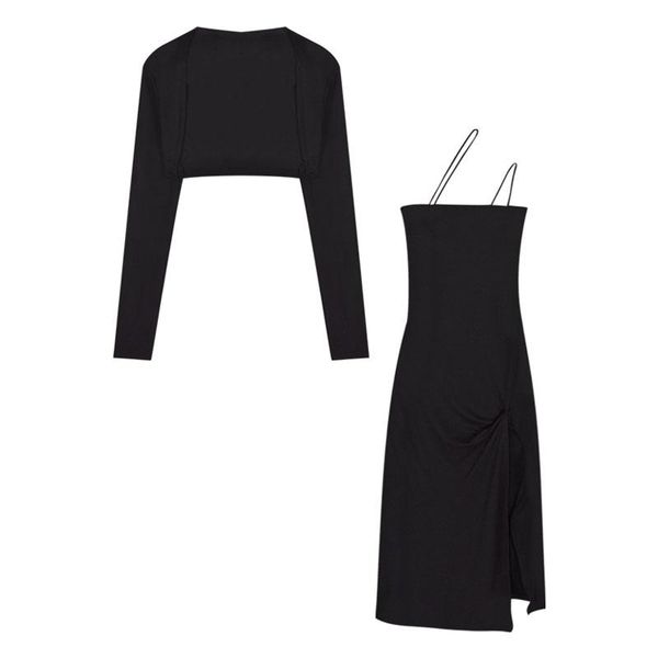 casual dresses french deisgn 2 piece dress set women evening party 2021 autumn short blouse+strap fashion suits korea, Black;gray
casual dresses french deisgn 2 piece dress set women evening party 2021 autumn short blouse+strap fashion suits korea, Black;gray