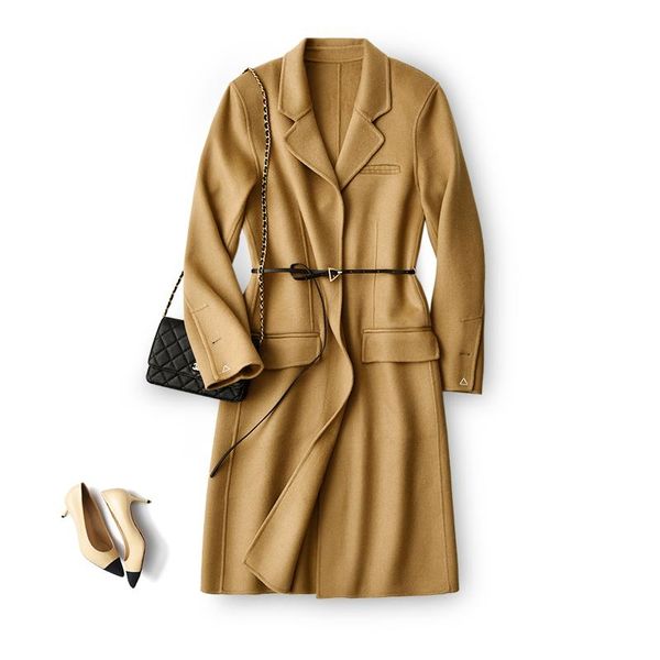women's wool & blends shuchan women coats 60% 18% 12% natural silk 10% cashmere office lady long winter warm turn-down collar, Black
women's wool & blends shuchan women coats 60% 18% 12% natural silk 10% cashmere office lady long winter warm turn-down collar, Black