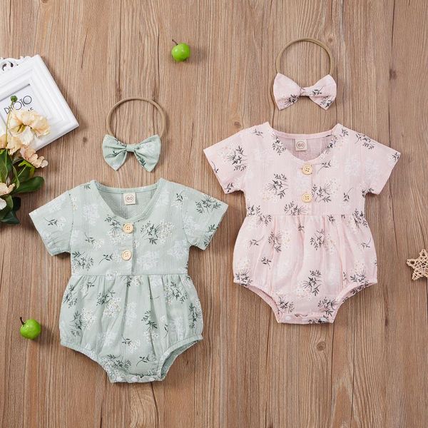 rompers 2pcs fashionable baby girls outfit, toddlers summer creative floral plant printing short sleeve button romper + bow headwear, Blue
rompers 2pcs fashionable baby girls outfit, toddlers summer creative floral plant printing short sleeve button romper + bow headwear, Blue