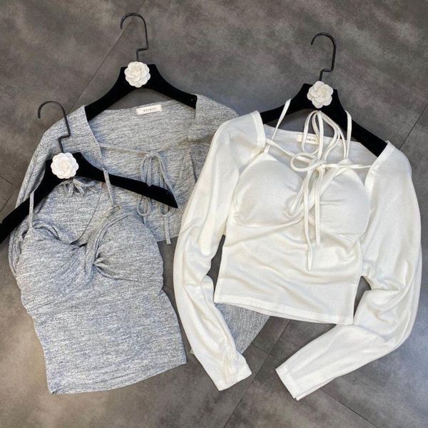 women's knits & tees fabpop 2021 autumn arrival drawstring tank long sleeve knitted cardigans two piece set women gc381, White
women's knits & tees fabpop 2021 autumn arrival drawstring tank long sleeve knitted cardigans two piece set women gc381, White