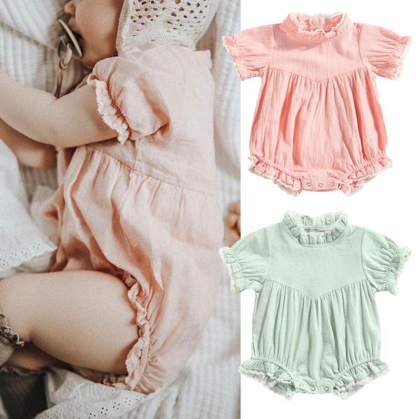 rompers 0-24m baby girls summer romper lace trim stand neck short sleeve bodysuit solid color casual, Blue
rompers 0-24m baby girls summer romper lace trim stand neck short sleeve bodysuit solid color casual, Blue