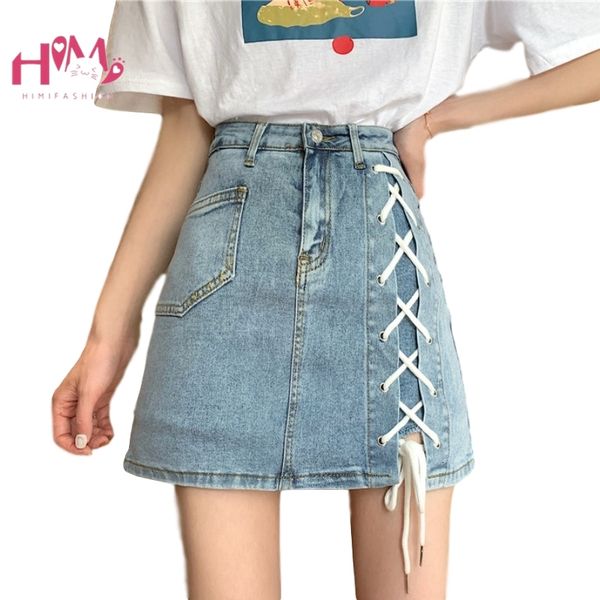 summer korean style denim mini women high waist bandage jeans harajuku streetwear fashion lace up a line short split skirt, Black
summer korean style denim mini women high waist bandage jeans harajuku streetwear fashion lace up a line short split skirt, Black