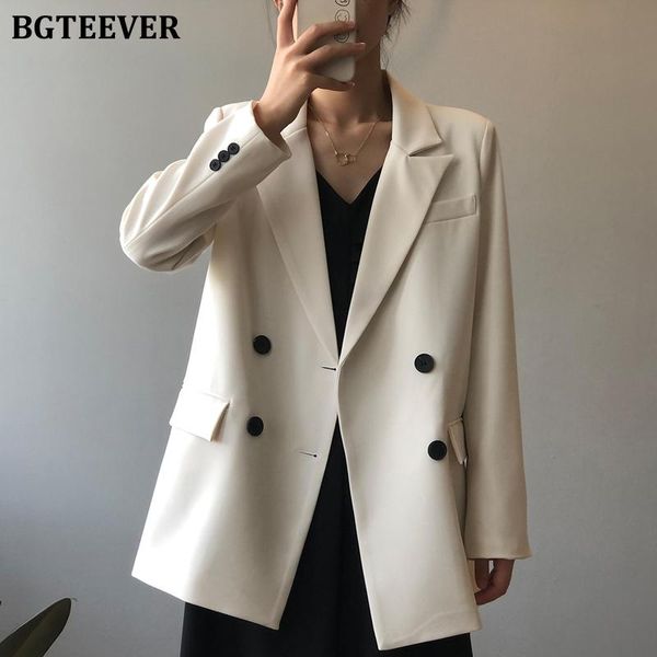 women's suits & blazers bgteever elegant double breasted loose female blazer 2021 autumn full sleeve women solid suit jackets ladies ou, White;black
women's suits & blazers bgteever elegant double breasted loose female blazer 2021 autumn full sleeve women solid suit jackets ladies ou, White;black