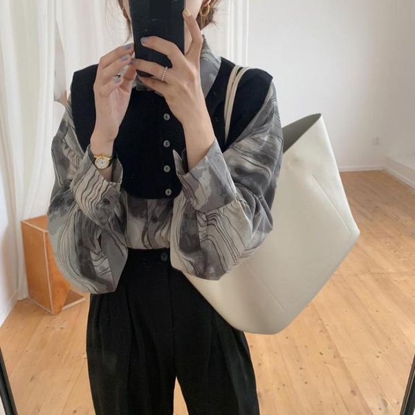 women's blouses & shirts women fashion tie-dye print loose blouse vintage long sleeve button-up female blusas chic with shawl, White
women's blouses & shirts women fashion tie-dye print loose blouse vintage long sleeve button-up female blusas chic with shawl, White