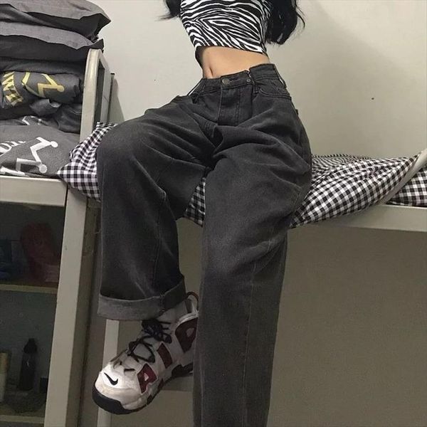 vintage streetwear black high waisted womens jeans ins straight loose pants students all match wide leg, Blue
vintage streetwear black high waisted womens jeans ins straight loose pants students all match wide leg, Blue