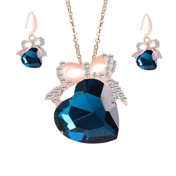 earrings & necklace fashion jewelry sets for women weddings gold bow love cubic zirconia simple pendant, Silver
earrings & necklace fashion jewelry sets for women weddings gold bow love cubic zirconia simple pendant, Silver