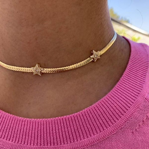 chokers 2021 fashion european women gold color collar chains 4mm width herringbone snake chain micro pave cz star charm choker necklace, Golden;silver
chokers 2021 fashion european women gold color collar chains 4mm width herringbone snake chain micro pave cz star charm choker necklace, Golden;silver
