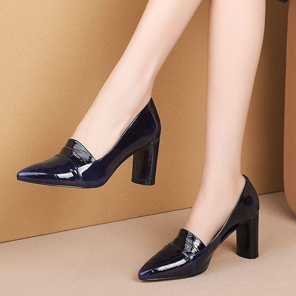 size 34-42 real genuine leather women heels shoes spring fashion thick heel office work high dress, Black
size 34-42 real genuine leather women heels shoes spring fashion thick heel office work high dress, Black