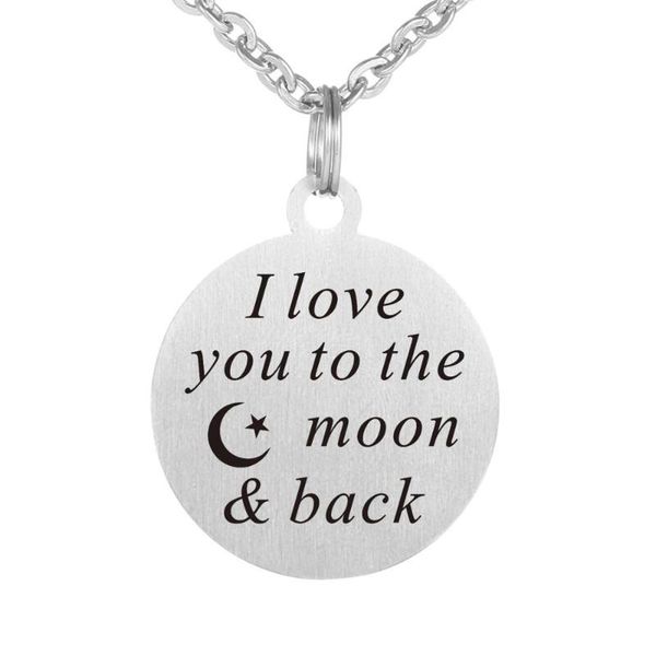 pendant necklaces stainless steel inspirational quotes pendants i love you to the moon & back, Silver
pendant necklaces stainless steel inspirational quotes pendants i love you to the moon & back, Silver