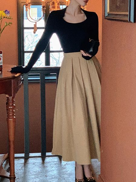skirts french hepburn high waist umbrella women's spring and summer pleated medium length loose a-line skirt, Black
skirts french hepburn high waist umbrella women's spring and summer pleated medium length loose a-line skirt, Black