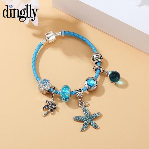 charm bracelets dinglly blue beads leather charms for women men crystal starfish coconut pendant weave bracelet gift, Golden;silver
charm bracelets dinglly blue beads leather charms for women men crystal starfish coconut pendant weave bracelet gift, Golden;silver