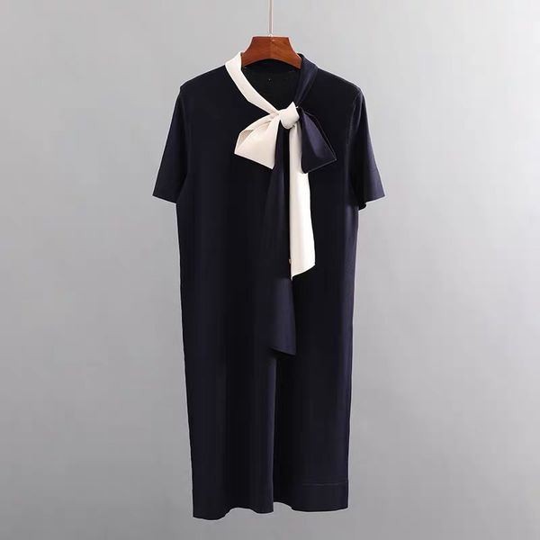 fashion women summer vintage elegant simple slim stretch contrast color thin bow knitted short-sleeved dress, Black;gray
fashion women summer vintage elegant simple slim stretch contrast color thin bow knitted short-sleeved dress, Black;gray