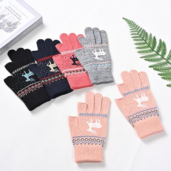 five fingers gloves 1 pair thickened half-finger cartoon cute knitted comfortable warm neutral breathable elk printed, Blue;gray
five fingers gloves 1 pair thickened half-finger cartoon cute knitted comfortable warm neutral breathable elk printed, Blue;gray