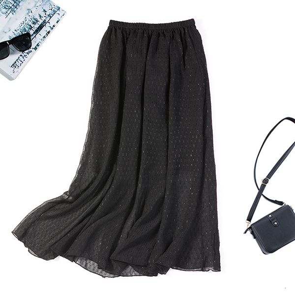 dresses women's 100% silk maxi black threads two-layer pleated long skirt summer beach jn095, White
dresses women's 100% silk maxi black threads two-layer pleated long skirt summer beach jn095, White