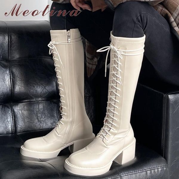 boots meotina genuine leather thick hig heel zipper platform ladies women motorcycle lace up knee high autumn winter, Black
boots meotina genuine leather thick hig heel zipper platform ladies women motorcycle lace up knee high autumn winter, Black