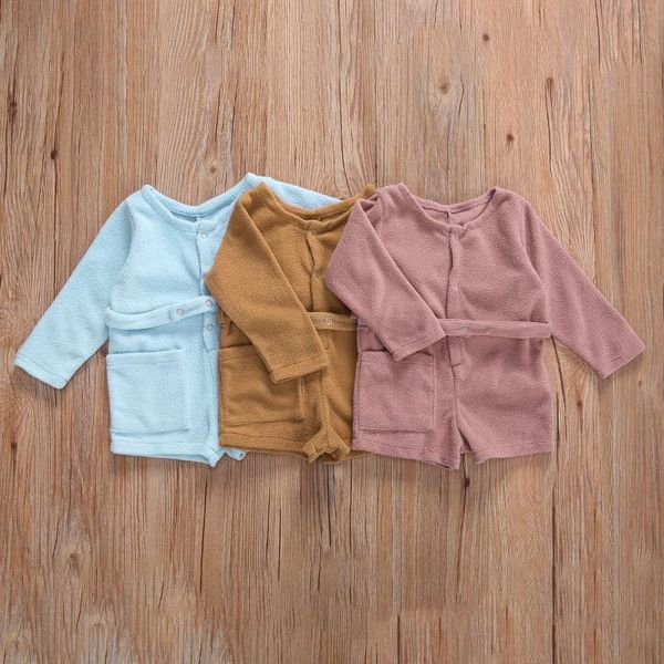 jumpsuits solid color cotton romper baby girl boy clothes long sleeve jumpsuit single breasted playsuit adjustable belt with pocket, Blue
jumpsuits solid color cotton romper baby girl boy clothes long sleeve jumpsuit single breasted playsuit adjustable belt with pocket, Blue