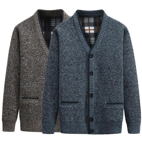 men's sweaters knitwear v-neck cardigan autumn and winter middle-aged elderly plush warm casual loose sweater coat, White;black
men's sweaters knitwear v-neck cardigan autumn and winter middle-aged elderly plush warm casual loose sweater coat, White;black