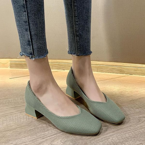 dress shoes knitted stretch high heel women elegant square heels pumps 5 cm thick ladies toe, Black
dress shoes knitted stretch high heel women elegant square heels pumps 5 cm thick ladies toe, Black