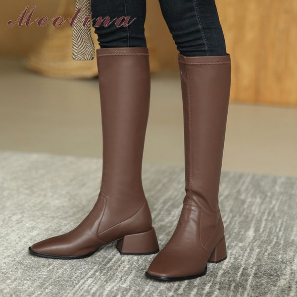 meotina long boots women shoes square toe block heels ladies stretch boots slip on high heel knee high boots autumn brown gray 210520, Black
meotina long boots women shoes square toe block heels ladies stretch boots slip on high heel knee high boots autumn brown gray 210520, Black