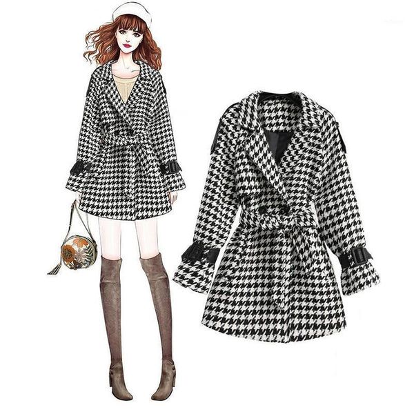 women's wool & blends woolen coat women 2021 autumn winter jackets outerwear female waist slimming short houndstooth woolan overcoat la, Black
women's wool & blends woolen coat women 2021 autumn winter jackets outerwear female waist slimming short houndstooth woolan overcoat la, Black