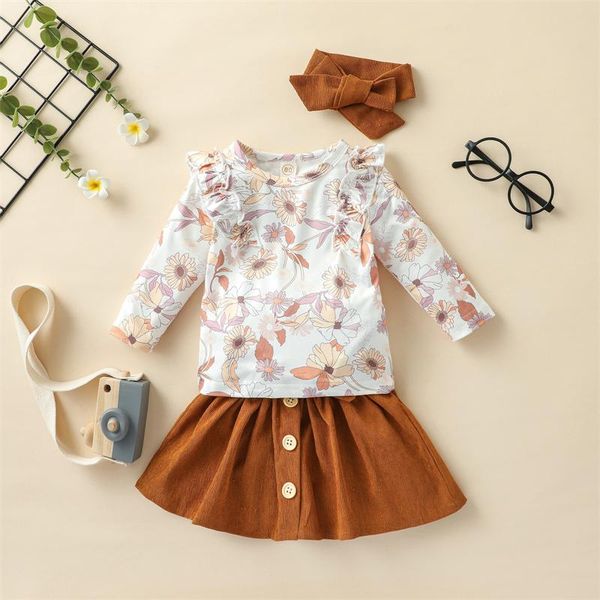 clothing sets 3pcs baby girls summer clothes set toddlers floral o-neck long sleeves + buttons skirt headband suits infants tracksuit, White
clothing sets 3pcs baby girls summer clothes set toddlers floral o-neck long sleeves + buttons skirt headband suits infants tracksuit, White