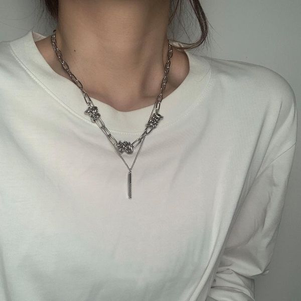 chains thorns layered double-layer necklace cool ins hip-hop, titanium steel non-fading light luxury clavicle chain accessories, Silver
chains thorns layered double-layer necklace cool ins hip-hop, titanium steel non-fading light luxury clavicle chain accessories, Silver