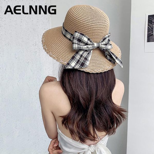 wide brim hats aelnng brand 2021 panama hat women's summer shading striped checkered bow straw casual beach sunhat ft001, Blue;gray
wide brim hats aelnng brand 2021 panama hat women's summer shading striped checkered bow straw casual beach sunhat ft001, Blue;gray