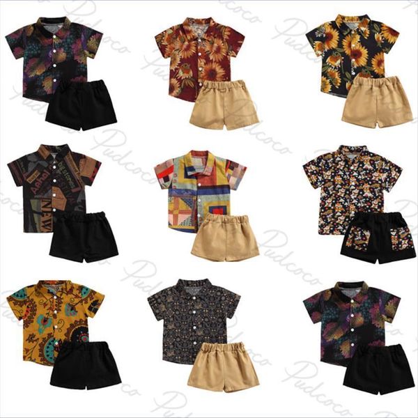 little boys shirt shorts set, summer toddlers geometric floral animal printing short sleeve lapel trousers, White
little boys shirt shorts set, summer toddlers geometric floral animal printing short sleeve lapel trousers, White