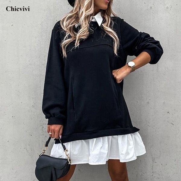 fashion women patchwork fake two piece mini dress autumn long sleeve turn-down collar ruffles pocket vintage hoodie casual dresses, Black;gray
fashion women patchwork fake two piece mini dress autumn long sleeve turn-down collar ruffles pocket vintage hoodie casual dresses, Black;gray