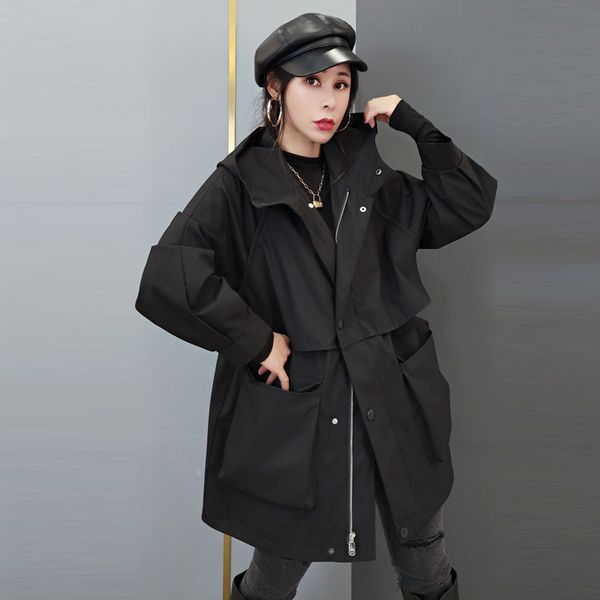 casual dresses plus size hooded trench coat women spring autumn korean mid-length overalls parker windbreaker female outerwear jov, Black;gray
casual dresses plus size hooded trench coat women spring autumn korean mid-length overalls parker windbreaker female outerwear jov, Black;gray