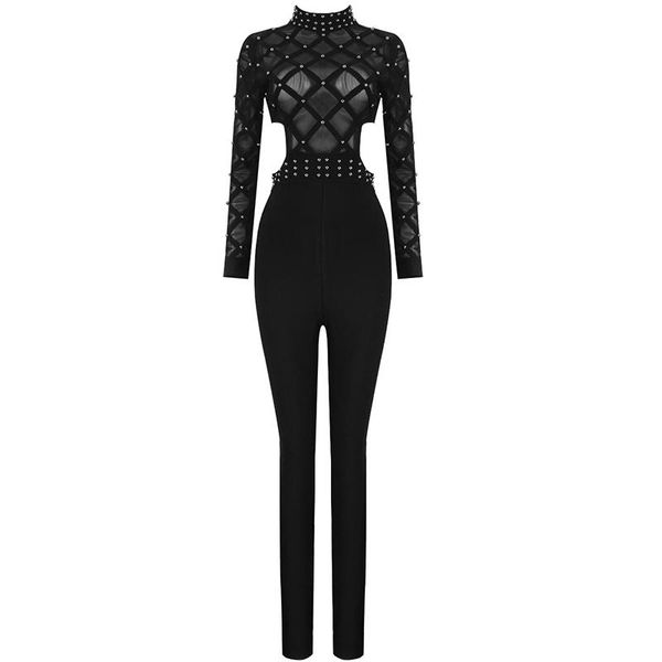 women's jumpsuits & rompers black studded bandage jumpsuit 2021 elegant knitted designer party, Black;white
women's jumpsuits & rompers black studded bandage jumpsuit 2021 elegant knitted designer party, Black;white