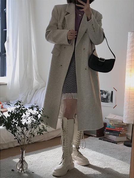 women's wool & blends temperament long net red suit woolen windbreaker female winter korean loose small coat fashion, Black
women's wool & blends temperament long net red suit woolen windbreaker female winter korean loose small coat fashion, Black