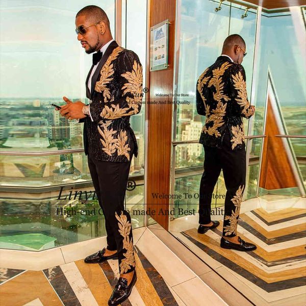 men's suits & blazers black men with embroidery beaded two pieces peacked lapel designer wedding tuxedos gold mens jacket and pant, White;black
men's suits & blazers black men with embroidery beaded two pieces peacked lapel designer wedding tuxedos gold mens jacket and pant, White;black