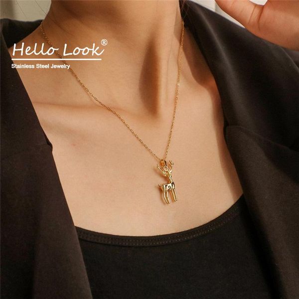 hellolook cute 3d elk pendant necklace gold plated stainless steel chain women girl christmas gift jewelry on neck chokers, Golden;silver
hellolook cute 3d elk pendant necklace gold plated stainless steel chain women girl christmas gift jewelry on neck chokers, Golden;silver