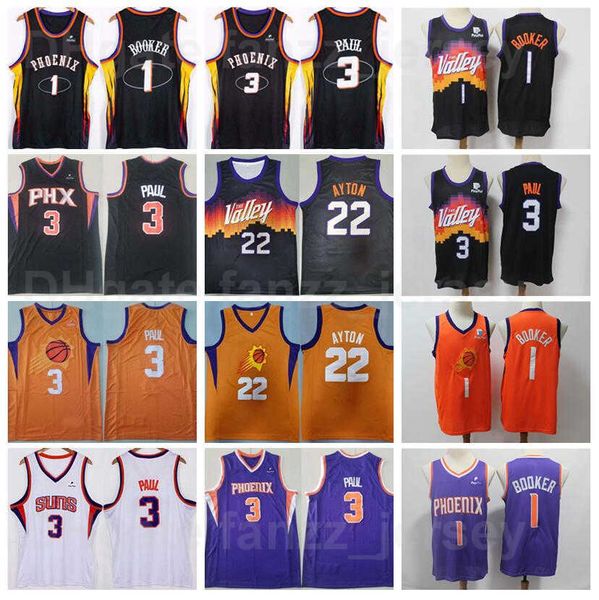 men basketball chris paul jersey 3 devin booker 1 deandre ayton 22 for sport fans team color black purple orange white breathable pure cotto, Black;red
men basketball chris paul jersey 3 devin booker 1 deandre ayton 22 for sport fans team color black purple orange white breathable pure cotto, Black;red