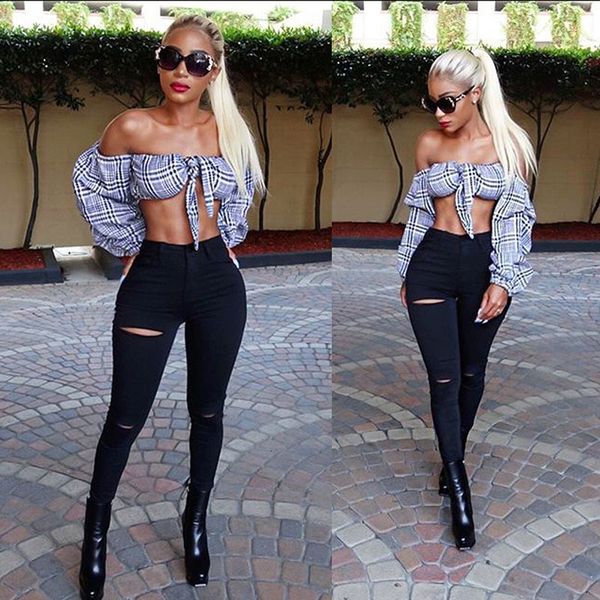 women skinny ripped holes jeans fashional push up mid waist pant casual slim fit long pants female trousers, Blue
women skinny ripped holes jeans fashional push up mid waist pant casual slim fit long pants female trousers, Blue
