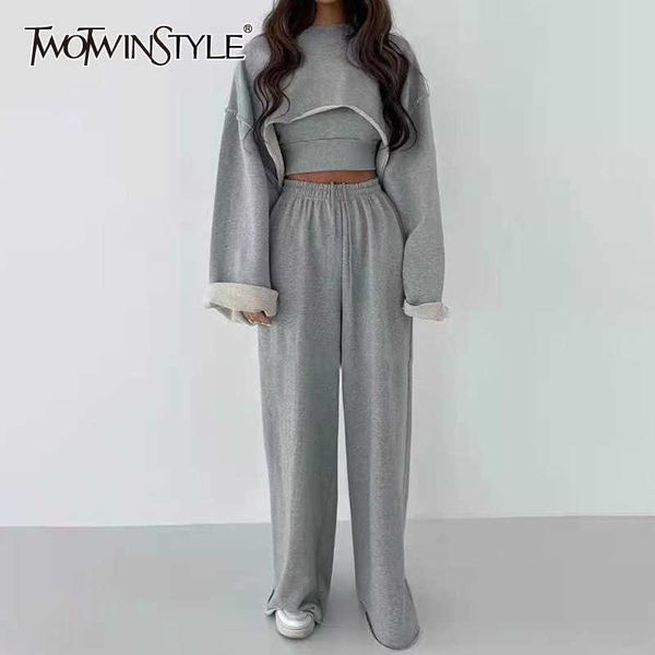 twotyle white three piece set for women o neck long sleeve sleeveless vest wide leg pants female casual sets 210930
twotyle white three piece set for women o neck long sleeve sleeveless vest wide leg pants female casual sets 210930