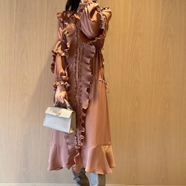 casual dresses sweet chic ruffles drawstring design woman dress elegant temperament o neck long sleeve princess vestidos autumn fairy robe, Black;gray
casual dresses sweet chic ruffles drawstring design woman dress elegant temperament o neck long sleeve princess vestidos autumn fairy robe, Black;gray