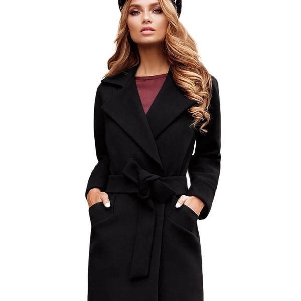 women's wool & blends 2021 autumn and winter high-quality ladies fashion slim-fit belt lapel woolen coat, Black
women's wool & blends 2021 autumn and winter high-quality ladies fashion slim-fit belt lapel woolen coat, Black
